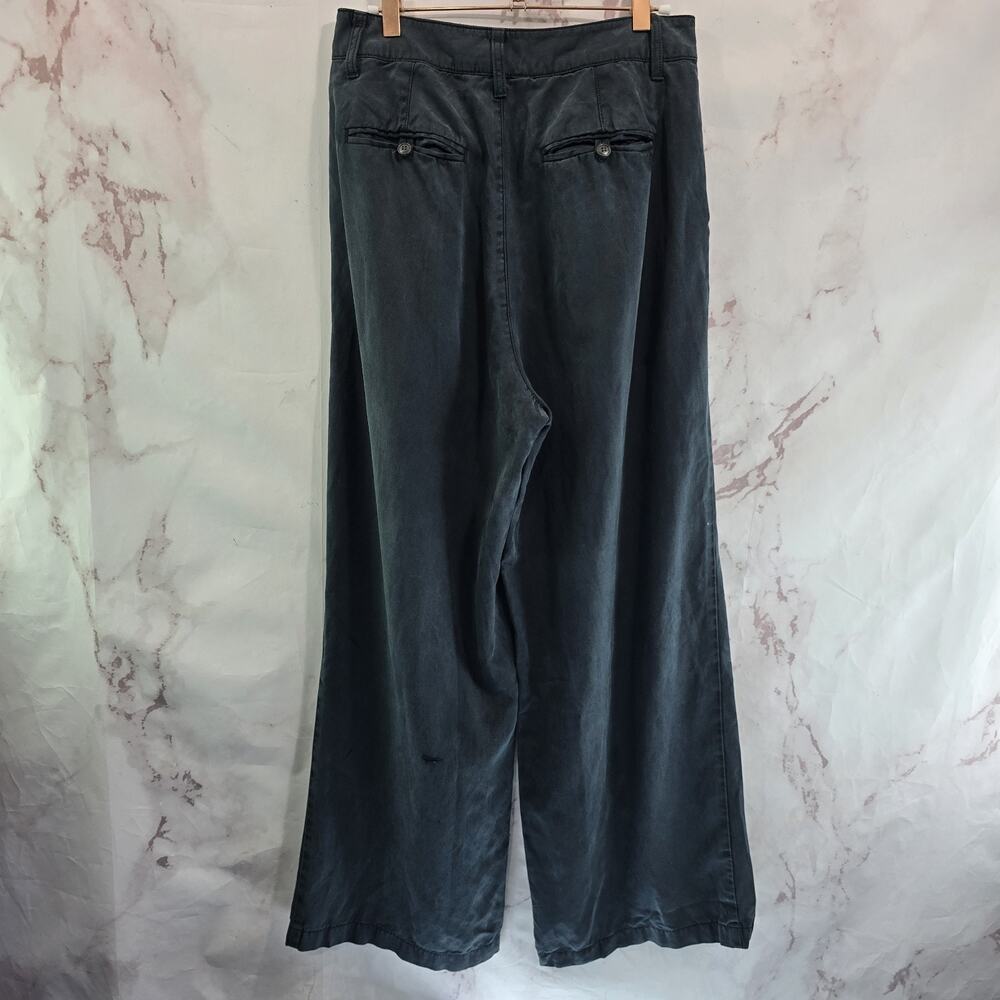 Madewell Pants Womens 6 Black Trousers Wide Leg High Rise Tencel Linen Baggy